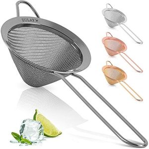 Zulay Kitchen 304 Stainless Steel Fine Mesh Strainer For Kitchen - Sieve Sifters For Food, Tea, Rice, Oil, Noodles, Fruits, Vegetables - Rust-Proof, Easy to Clean Drink Strainer (Black)