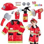 JOYIN Toy Kids Fireman Fire Fighter Costume Pretend Play Dress-up Toy Set for Kids School Costumes, Costume Parties, Role Play, School and Home Play