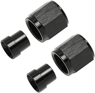 Podavelle 6AN Hardline Tube Nut and Sleeve Fitting Adapter for 3/8" Hard Line Aluminum Black, 2 sets