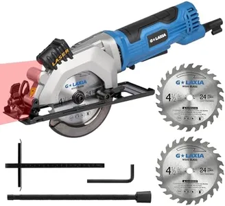 G LAXIA Mini Circular Saw, 4Amp 3500RPM Corded Circular Saw with Laser Guide, Rip Guide, Compact Saw with 2Pcs 24T TCT Blades for Wood Cuts