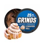 Grinds Coffee Pouches | 3 Cans of Cinnamon Roll | Tobacco Free, Nicotine Free Healthy Alternative | 18 Pouches Per Can | 1 Pouch eq. 1/4 Cup of Coffee (Cinnamon Roll)