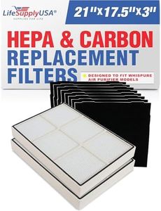 LifeSupplyUSA 2 HEPA Filters and 8 Carbon Filters Compatible with Whirlpool 1183054K (1183054), 8171434K 8171434 and Whispure Air Purifier Models AP350 AP450 AP510 AP45030HO