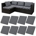 8Pcs Stretch Patio Cushion Covers Outdoor Cushion Covers,for Outdoor Couch Cushion Covers Replacement,Outdoor Covers Patio Slipcovers Couch Cover,Washable Furniture Cover (Lingge Grey,Cover Only)