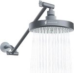 SparkPod Round Rain Shower Head with Shower Head Extension Arm - High Pressure Rain - Luxury Modern Look - No Hassle Tool-less 1-Min Installation (16" Shower Arm Extension, Grey Charcoal)