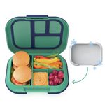 Bentgo® Kids Chill Lunch Box - Bento-Style Lunch Solution with 4 Compartments and Removable Ice Pack for Meals and Snacks On-The-Go - Leak-Proof, Dishwasher Safe, BPA-Free (Green/Navy)