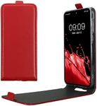 kwmobile Vertical Flip Case Compatible with Samsung Galaxy A55 5G - Case PU Leather Protective Flip Cover with Magnet - Dark Red