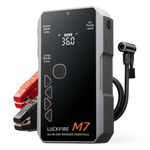 LUCKFIRE M7 SmartIgnition Jump Starter Power Pack with Air Compressor, TÜV Certified 12V Car Battery Booster Jump Starter, Portable Tyre Inflator, 60Wh Power Bank - For 10L Petrol and 8.5L Diesel
