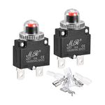 MECCANIXITY Circuit Overload Protector Kit 15A AC125/250V DC32V Push Button Thermal Circuit Breaker with Waterproof Caps 2 Set