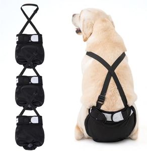 3 Pack Avont Washable Female Dog Diaper with Suspender, Reusable Girl Doggie Diapers for Small Medium Large Doggy in Heat Cycle Period Incontinence -M