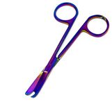 Multifunctional Suture Stitch Scissors 4.5" with One Hook Blade for Suture Removal, EMS Training, Thread Yarn Cutting Made of Stainless Steel, Multi Titanium Colour