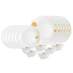 Cello Opalware Dazzle Livid Lilac Dinner Set, 18 Units, White