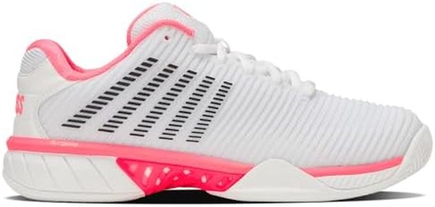 K-Swiss Women's Hypercourt Express 2 Tennis Shoe, White/Neon Pastel Pink/Black, 10 W