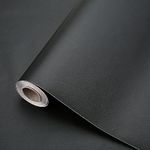 Black Contact Paper 15.7"x118" Peel and Stick Wallpaper, Matte Black Wallpaper Self-Adhesive and Removable Decorative Contact Paper for Cabinets,Countertops,Shelves,Table Waterproof Wall Paper Décor