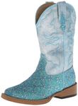 Roper Square Toe Glitter Floral Western Boot (Toddler/Little Kid),Turquoise,13 M US Little Kid