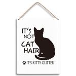 FUGWN It’s Not Cat Hair It’s Kitty Glitter Cat Wooden Signs 8x10, Cat Wall Decor, Black Cat Home Room Decor, Cat Decorations for the Home, Cat Signs Home Decor, Cat Gifts for Cat Lovers