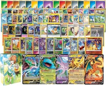 Pokemon: 100 Assorted Card Bundle - with Foils and 5 Ultra Rare (V, GX, EX) Variety - Official Pokemon TCG Deck Box Included