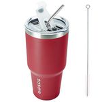 BJPKPK 30 oz Tumbler with Lid and Straw, Stainless Steel Insulated Travel Coffee Mug Reusable Thermal Cup,Red