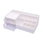 Granvela Multi-Purpose Desk Organizer or Bedside Organizer with 2 Drawers - for Makeup, Office Supplies, and School Stationery-White