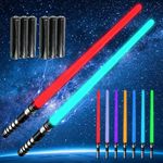 VivaStride 2Pcs Light Saber for Kids with 7 Color-Changing Modes | Retractable Lightsaber Toy with Realistic Sound Effects | Safe Durable Glowing Sword for Boys Girls Cosplay Party Battles