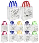 FunBlast Reusable Hand Carry Bag - DIY Canvas Colouring Bags, Kids Party Bags, Gift Bag, Kids Party Favor Bags, Candy Treat Goodie Bag, Birthday Gifting Bags for Return Gifts, Multicolor (Pack of 12)