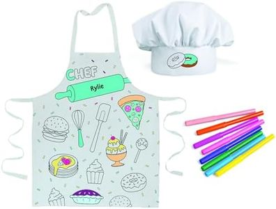 TOVLA JR. Apron Gift Set for Kids with Pocket for Boys and Girls, Comfortable Cotton Canvas for Baking and cooking, Multi