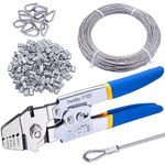 Twidec/Wire Rope Crimping Tool Up To 2.2mm Swaging Tool With 160PCS 1/16''Aluminum Crimping Loop Sleeve And 66FT 1/16'' 304 stainless steel Wire Rope 12PCS Wire Rope Thimbles Kit