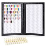 BNG Nail Display Book 216 Colors Nail Art Colour Chart, Professional Gel Polish Nail Display Card with 240 Pcs False Nails Tips For Salon Nail Art Showing, Black Leather Book Nail Color Display