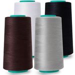 Sewing Thread Cones 4 Pack-3000Yds All Purpose Polyester Thread for Sewing, Quilting, Serger Machines, Overlock, Embroidery (Black,White,Brown,Grey)