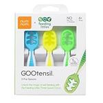 Feeding Littles x NumNum GOOtensil Pre-Spoons | Baby Spoon Set (Stage 1 + Stage 2) | BPA Free Silicone Self Feeding Toddler Utensils | for Kids Ages 6 Months+, 3 Spoons, Neons