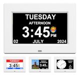 CAZOKASI (No Power adapter) Clock With Day And Date For Elderly Calendar Digital Alarm Options,DST Plug-in (No Battery), Power Outage Memory,Level 5 Auto Dimmable Display,Extra Large Impaired Vision
