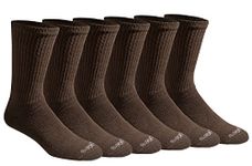 Dickies Men's Dri-tech Moisture Control Crew Socks Multipack, Essential Worker Brown (6 Pairs), Shoe Size: 12-15