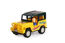 Shinsei Toyota Jeep 4X4 car Maintenance Free Pullback Spring Action Race Toy Gift for Boys 3+ Years. Strong ABS Plastic, NO Sharp Edges, BIS Certified. Pack of 1, Color Yellow