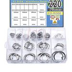 CO-RODE 220Pcs 304 Stainless Steel Internal Circlip Snap Retaining Clip Ring Assortment Set