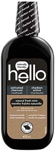 Hello Activated Charcoal Mouthwash, Natural Fresh Mint and Coconut Oil, Fluoride Free, Alcohol Free, Vegan, SLS Free and Gluten Free, 473 mL