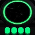 Kripara Sales Car Bike Wheel Tire Rim Air Valve Cap Radium Air Tyre Cover Glow Night Radium Light Neon (Green, 12)
