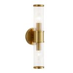 Epinl Vintage Wall Sconces Lighting, 2-Lights Wall Sconce Rustic Wall Light Fixture Indoor Gold Wall Lamp with Glass Lampshade and E14 Bulb Socket , Wall-Mounted Lamps for Bathroom Bedside Porch.