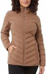 32 Degrees Heat Women's Full Zip Water Resistant Power Tech Jacket with Hood, Cognac, X-Large