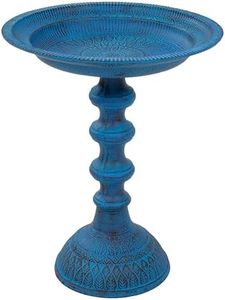 Sunnydaze Backyard Beauty Metal Bird Bath with UV-Resistant Finish - Cast Aluminum - Blue Patina - 14.5"