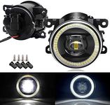 2in1 Function Angel Eye Fog Lights for Ford 08-14 Focus, 11-15 Explorer, 13-16 Fusion, 11-18 Transit, 14-18 Fiesta, 05-17 Mustang (Except GT), LED Lens Fog Lamp with Halo Ring DRL