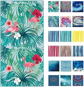 Luxton Tropical Flamingo Beach Towel, Quick Dry, Sand Free and Large Lightweight, Green Beach Pool Towel for Swimming Travel Outdoor Camping Towel (Large 160x80cm)