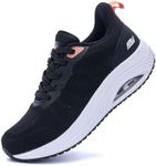 QAUPPE Womens Walking Shoes with Arch Support Orthotic Comfortable Sneakers for Plantar Fasciitis Pain Relief Black 9