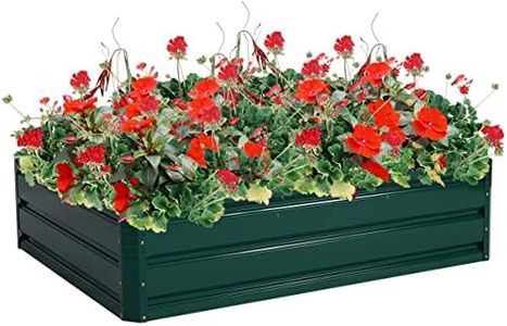 Costway Outdoor Raised Garden Bed, Galvanised Steel Elevated Planter Box for Patio Backyard, Planter Raised Bed for Vegetables, Flowers, Fruits, 120 x 90 x 30 cm (Dark Green)