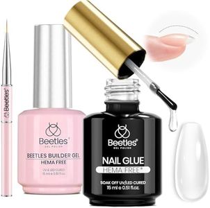 Beetles 2Pcs 15ml HEMA-Free Nail Glue Builder Nail Gel Set, Clear Builder for Nail Strengthener Thickening Building Apex Extension for Beginners & DIY Salon Manicure Gift for Women