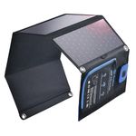 Bigblue 5V 28W Solar Charger With Digital Ammeter Waterproof Foldable Dual Usb Ports Solar Battery Charger For Iphone 8/X/7/6S, Ipad Pro/Air 2/Mini, Galaxy S8/S7/S6/Edge/Plus, Lg, Nexus, Htc - Black