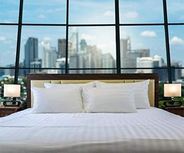 CCWB by Cotton Craft 600 Thread Count 100% Cotton 4 Pcs Sheet Set King_Customized Size White Striped (Includes 1 Bedsheet, 1 Fitted Sheet with Elastic, 2 Pillow Cover)