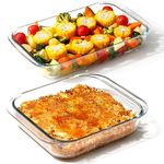 NUTRIUPS Glass Lasagne Dish Set of 2, Square and Rectangular Lasagna Dishes for Oven, Glass Baking Dish, Lasagne Dish Set（2L+2.3L)