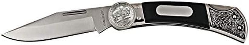 American Coin Treasures Coin Pocket Knife Bison Nickel | Genuine United States 2005 Westward Journey Nickel | Engravable Plate | Certificate of Authenticity