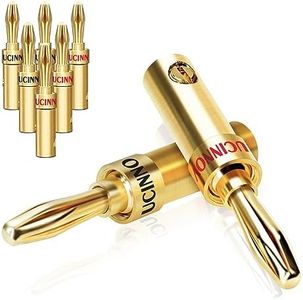 UCINNOVATE Speaker Banana Plug Connectors, 4 Pair (8pcs) Gold-Plated HiFi Speaker Banana Terminals Closed Screw for Speaker Wire, Home Theater, Wall Plates, Audio/Video Receiver Amplifier