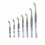 Forgesy 7Pcs/Set Medical Surgical Tweezers Stainless Steel Dental Precision Bent Forceps Heat Resistant Dental Scissors Extration Tool