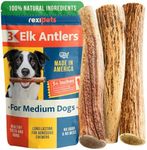 100% Natural - Elk Antlers for Dogs (3 Pack) - Chewers - Naturally Shed in USA - Dog Antler Chews for Medium Breeds - Natural, Long-Lasting Treats for Aggressive Chewers - No Odor & No Mess - Medium